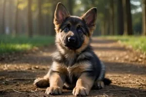 a German Shepherd puppy with a sleek shiny coa 3