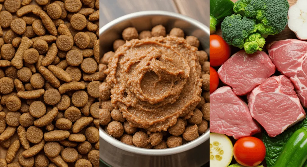 Comparing dry wet and raw dog food options for German Shepherds