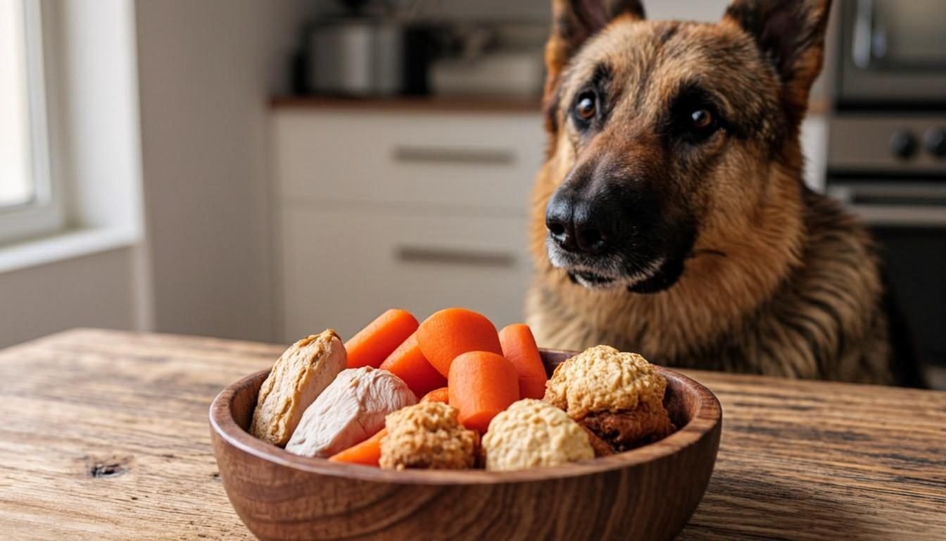 best treats for german shepherd - healthy natural options in a wooden bowl