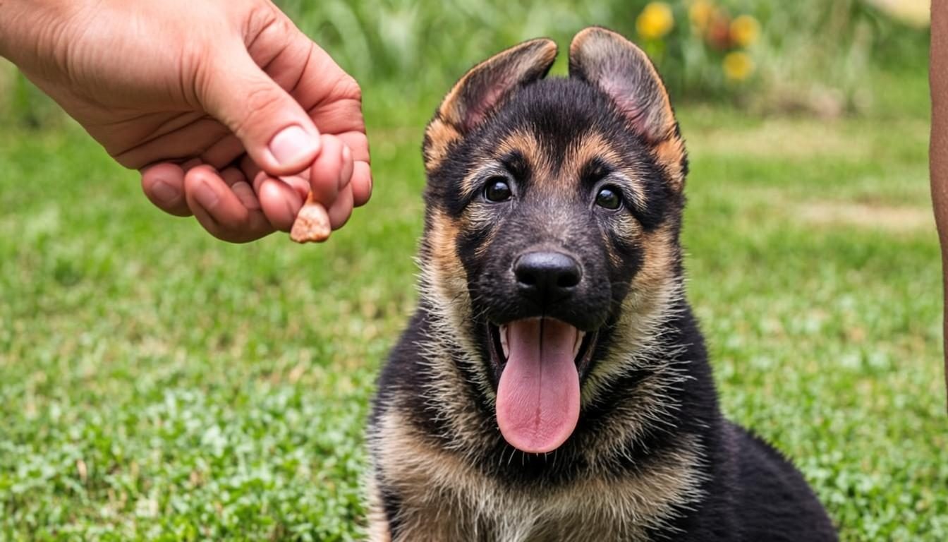best treats for german shepherd - puppy reward during garden training