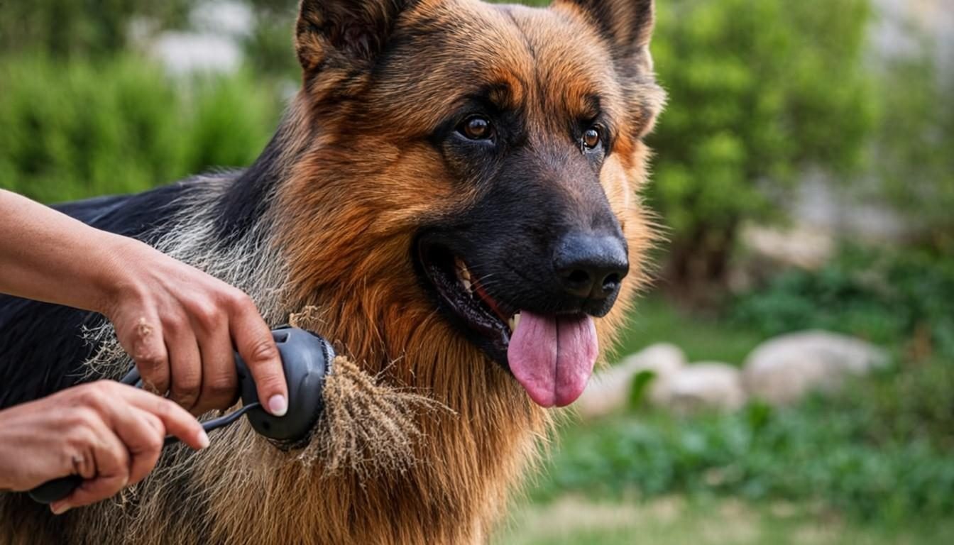 Undercoat rake grooming session — best brush for German Shepherd double coats