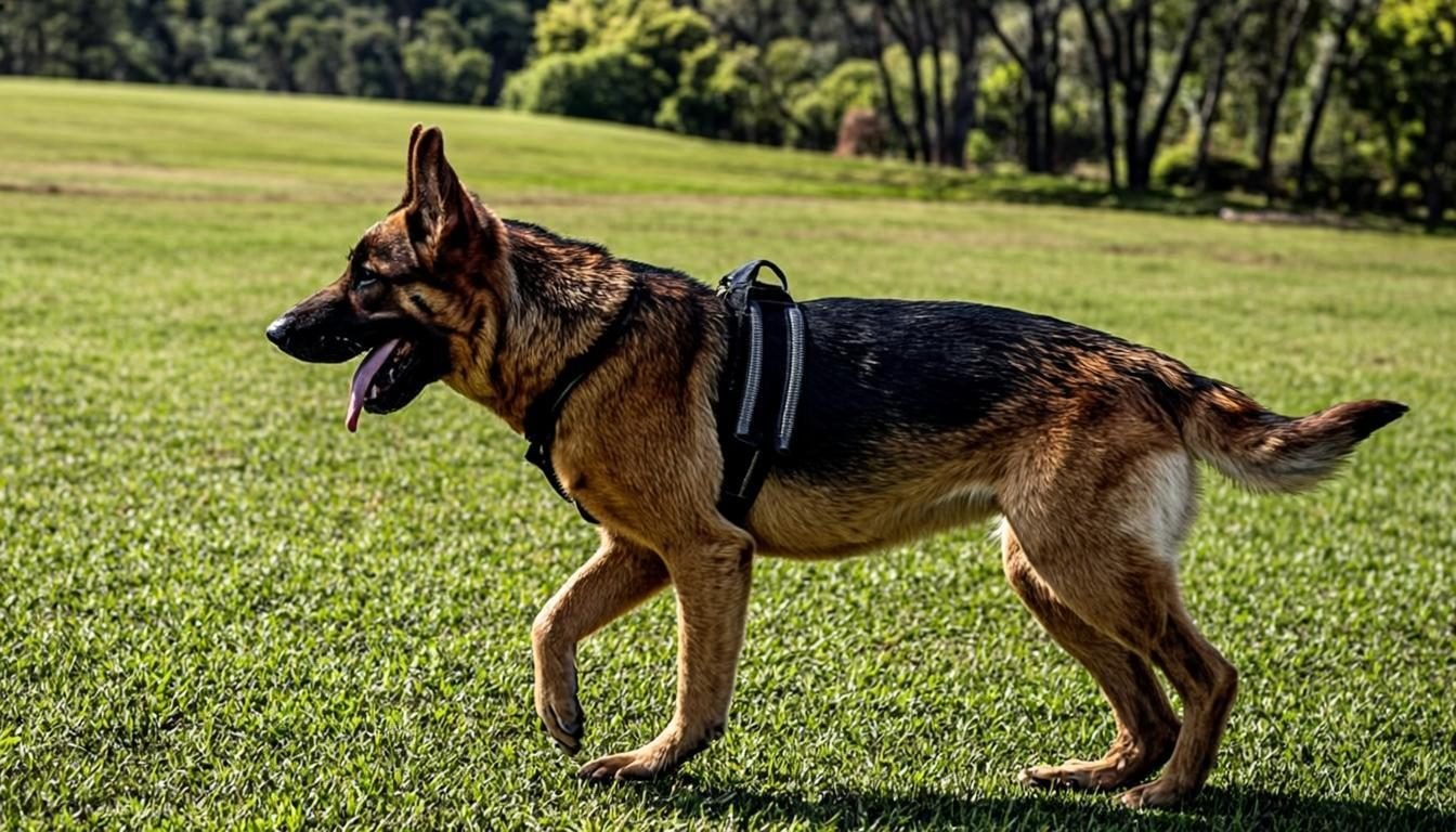 German Shepherd Health Problems Guide - German Shepherd using a rear support harness for hip and joint help