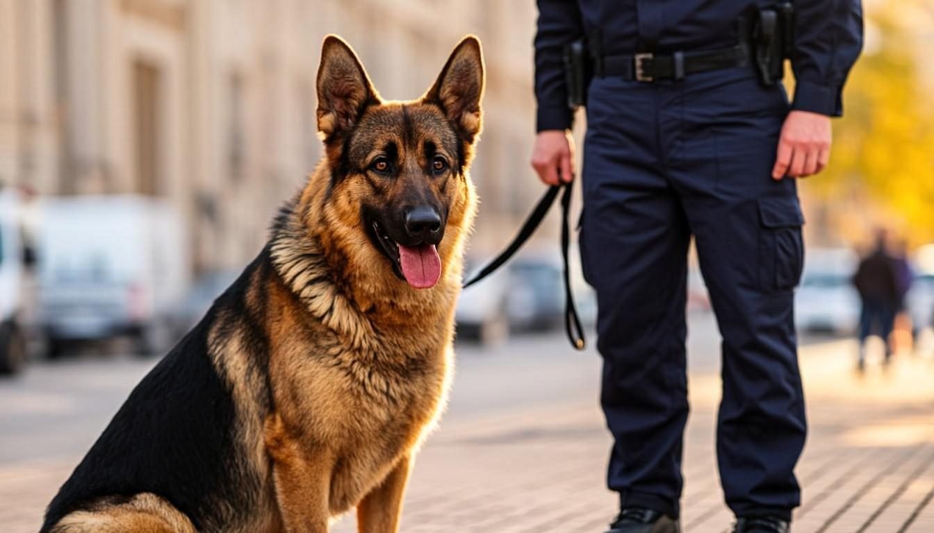 Loyalty Unleashed: The Tale of Max, the Heroic German Shepherd 4 Heroic German Shepherd K9 sitting beside its handler