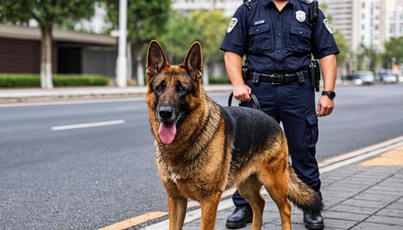 German Shepherd dog working as a police service dog
