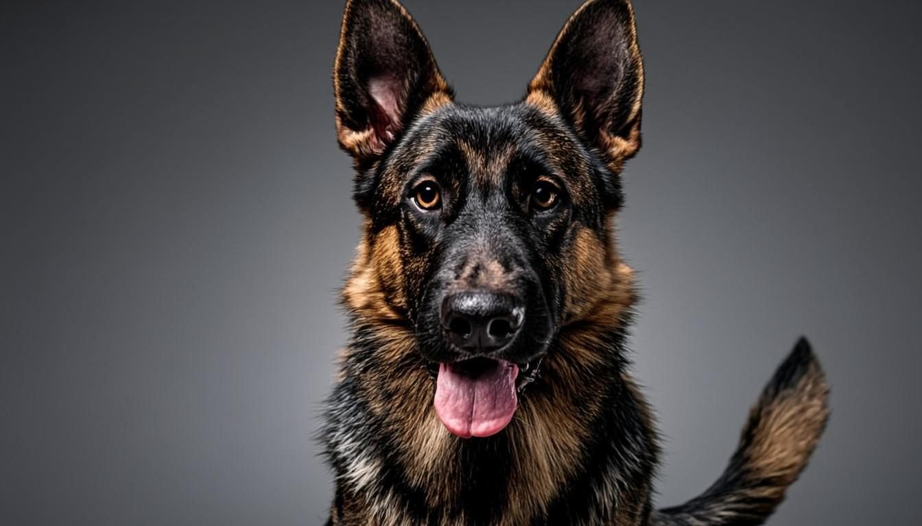 Short-haired German Shepherd coat close-up showing the stock coat