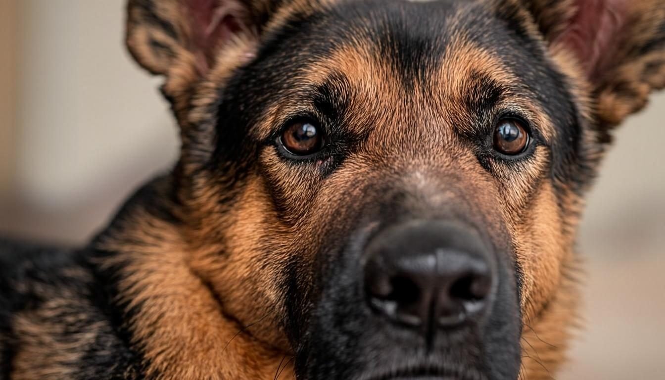 Shiny healthy German Shepherd coat after a bath with the best shampoo for German Shepherd skin